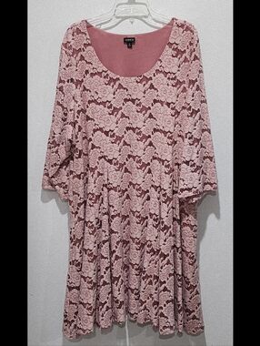 Torrid Mauve Pink Brushed Lace Skater Dress Lined Pockets Size 5X NWT